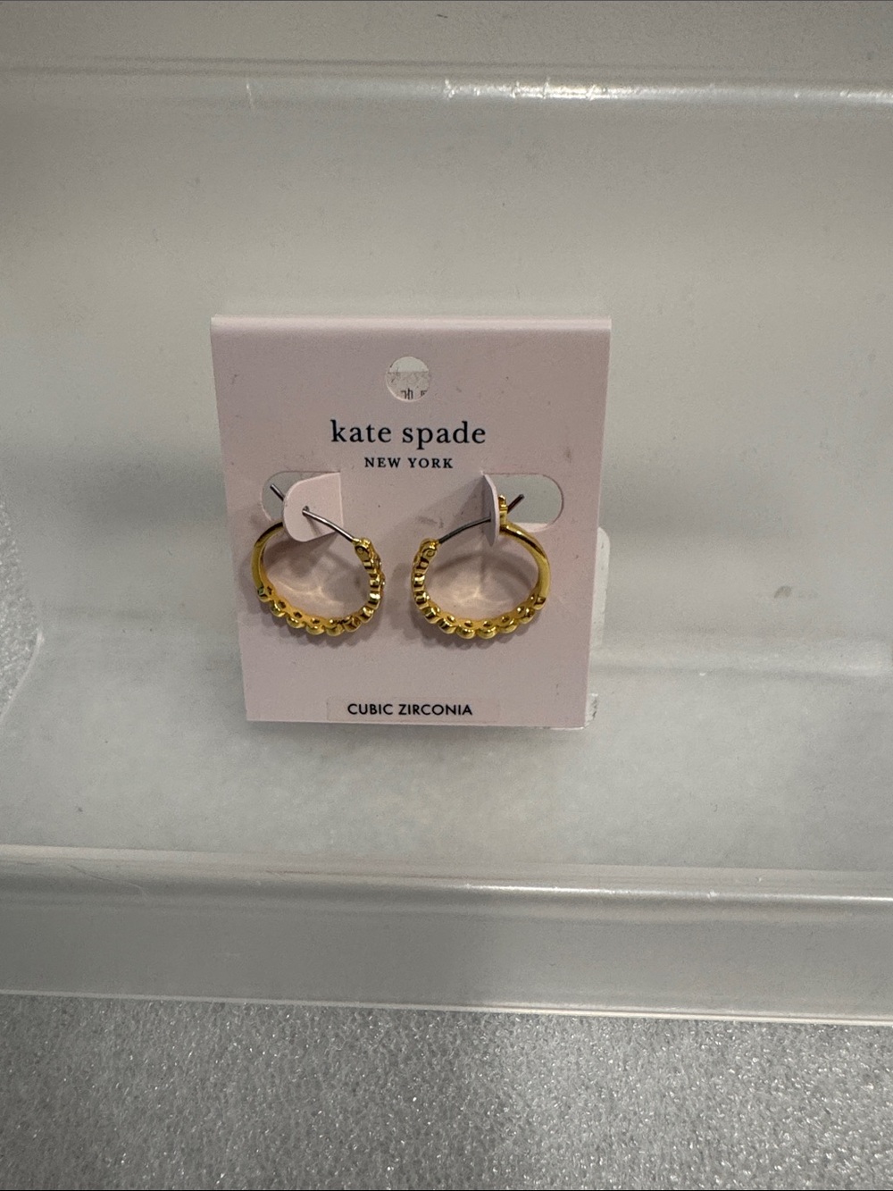 Kate spade cubic zirconia gold hoop earrings NWT - Picture 1 of 3